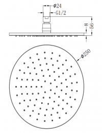 ΚΕΦΑΛΗ ΝΤΟΥΖ ΣΤΡΟΓΓΥΛΗ 250MM MUSA-17 ΧΡΩΜΑ ΑΣΠΡΟ SR-04.12.230.07