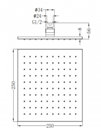 ΚΕΦΑΛΗ ΝΤΟΥΖ ΤΕΤΡΑΓΩΝΗ 250MM LUME-17 ΧΡΩΜΑ ΧΡΩΜΙΟ SR-04.12.233.01